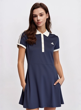 Adidas阿迪达斯网球服女26新款网球裙polo领连衣裙内置底裤KB1428