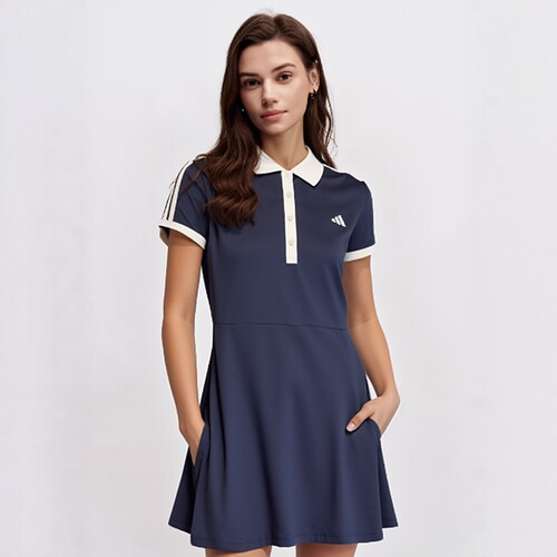 Adidas阿迪达斯网球服女26新款网球裙polo领连衣裙内置底裤KB1428