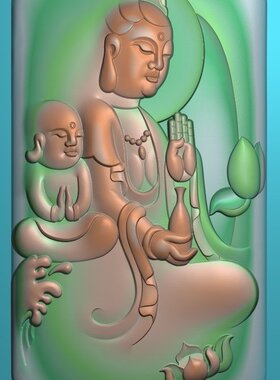 电脑雕刻图 精雕图 浮雕图 灰度图 JDP BMP 小和尚拜观音求道