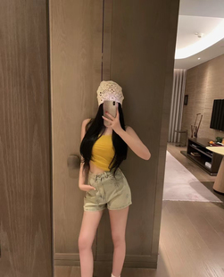 女復古立體感圖案牛仔短褲 小眾設計感沒腰帶90018潮 新款 2025夏季