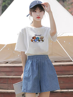 女韓系減齡洋氣好朋友印花短袖 T恤趣味休閑百搭上衣 新款 2025夏季