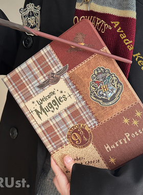 创意哈利波特拼贴风适用苹果iPad保护套air4/5/6/7平板壳pro11磁吸带扣12.9保护壳带笔槽10.2/5防摔10/11代