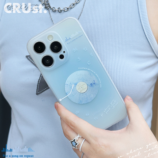 地壳说原创海洋唱片磨砂半透明tpu适用苹果iPhone14promax12手机壳全包创意13小清新