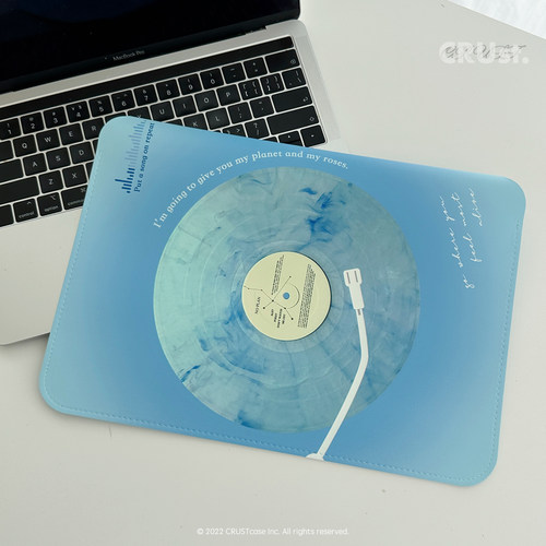 原创海洋唱片适用于笔记本内胆包macbook13/14寸内胆包磁吸搭扣电脑包日常平板包手拿双面皮革便携款