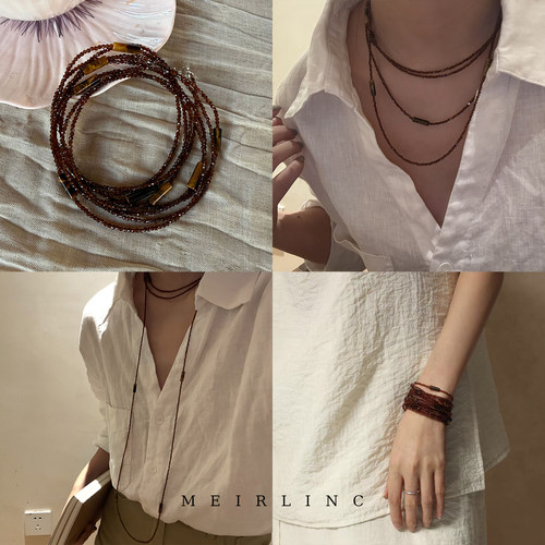 MEIRLINC 多种戴法 简约复古时髦老钱风小众设计高级感情侣腰颈链