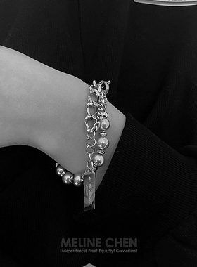 MELINE CHEN 原创设计师款灰色珠复古小众高级感潮酷ins情侣嘻哈