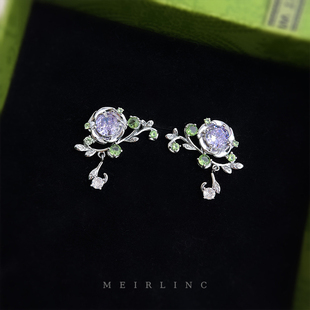 MEIRLINC绿芽新枝 原创不对称清新气质小众设计高级感花朵百搭ins