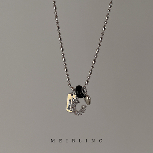 黑色原创不对称小众设计高级感情侣新款 MEIRLINC 甜酷气质百搭ins
