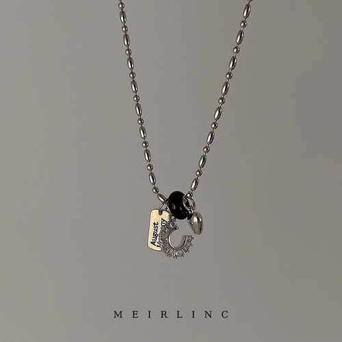MEIRLINC 黑色原创不对称小众设计高级感情侣新款甜酷气质百搭ins