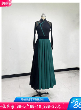 藏族舞蹈练习裙蒙族舞蹈服装女表演舞蹈服大摆裙演出裙新疆舞蹈服