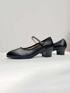 代表性舞蹈鞋民族民间粗跟鞋新疆舞女藏族黑色皮性格舞鞋教师鞋