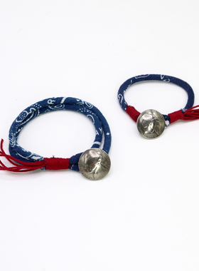 原创设计蓝染绳古布绳手链手环