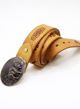 原创设计实心黄铜平板扣水洗做旧牛皮腰带日潮咔叽复古男女皮带