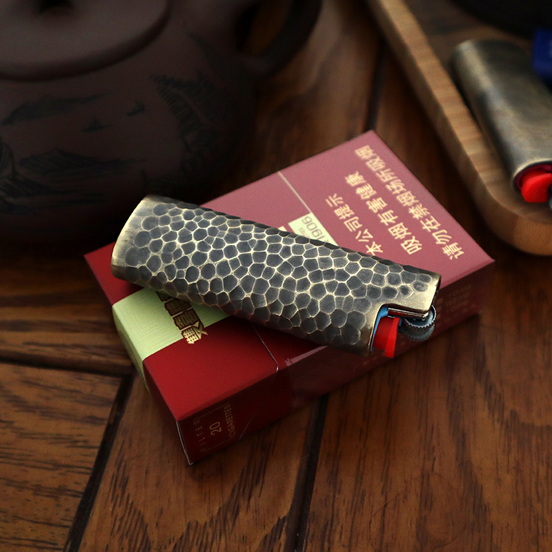 打火机套纯铜加厚手工做旧