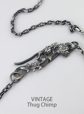 原创设计925纯银鹰头钩蔷薇花鱼钩扣项链手工DIY唐草8字扣太角链