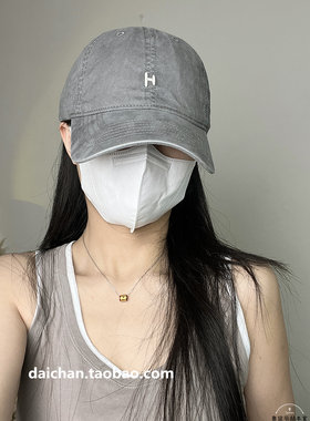 自留款字母复古做旧鸭舌帽 时尚夏天男女同款棒球帽 棉布帽子ins