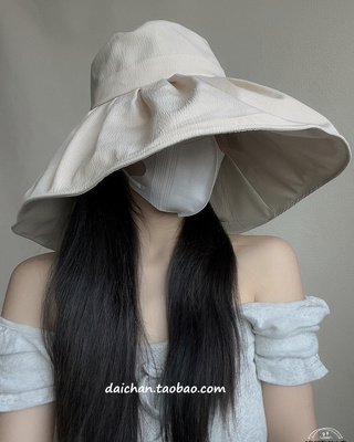 代小婵大帽檐防晒帽出游