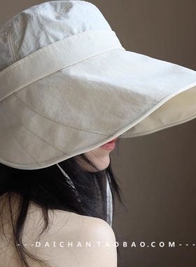 护全脸 速干+黑胶加长帽檐防紫外线渔夫帽 遮阳帽 可扎马尾帽子女