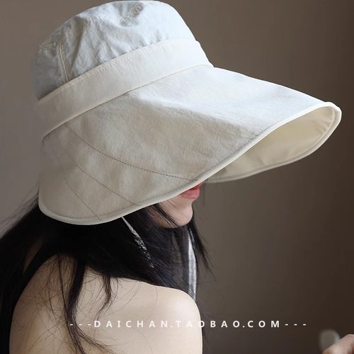 护全脸 速干+黑胶加长帽檐防紫外线渔夫帽 遮阳帽 可扎马尾帽子女