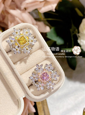 爆款仿莫桑黄钻六花复古指环