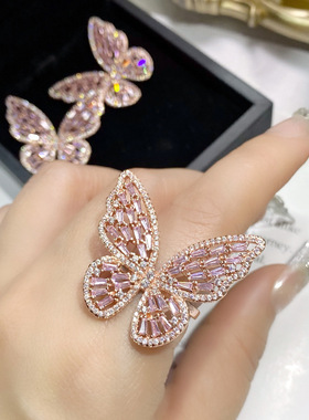 欧美高级奢华超仙梯方戒指耳钉