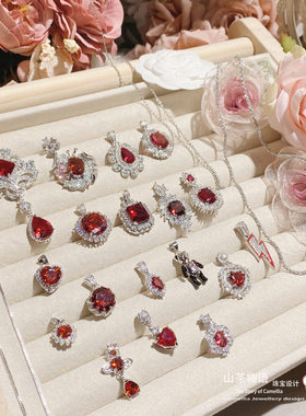 中世纪设计贵妇晚宴红刚玉吊坠