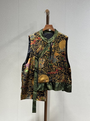 小众设计 重磅香云纱 时尚百搭气质复古不规则马甲2753