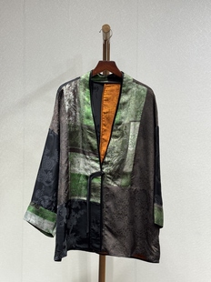 复古撞色百搭气质高端茶服外套26001 时尚 原创设计 重磅香云纱