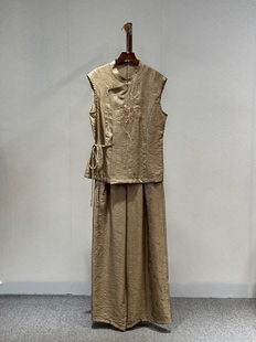 小众设计 时尚 百搭气质高端重工刺绣立领套装 2618 浮光香云纱