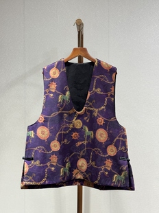 小众设计 复古气质百搭盘扣U领马甲8858 重磅香云纱