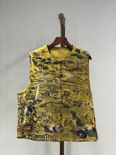 百搭气质复古秋季 原创设计 时尚 重工满绣 马甲2401 重磅香云纱