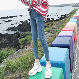 九分铅笔小脚裤 高腰复古牛仔裤 显瘦弹力修身 2026新款 子 女春夏春季