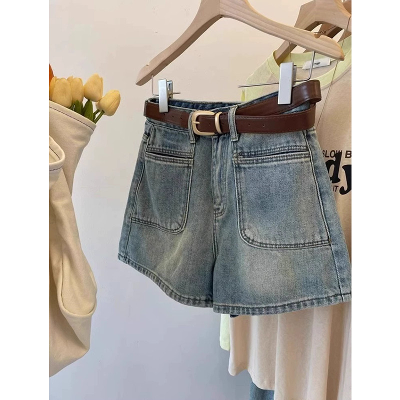 梨形身材复古牛仔短裤女秋冬秋季2025小个子高腰显瘦a字阔腿热裤,女装/女士精品,牛仔裤,淘宝优惠券,粉丝福利购,淘宝优惠卷