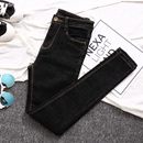 九分小脚裤 弹力修身 子女显瘦 女加绒秋冬2025年新款 高腰黑色牛仔裤