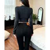 高腰显瘦小脚裤 复古网红辣妹紧身铅笔牛仔裤 女秋冬加绒2026新款 子