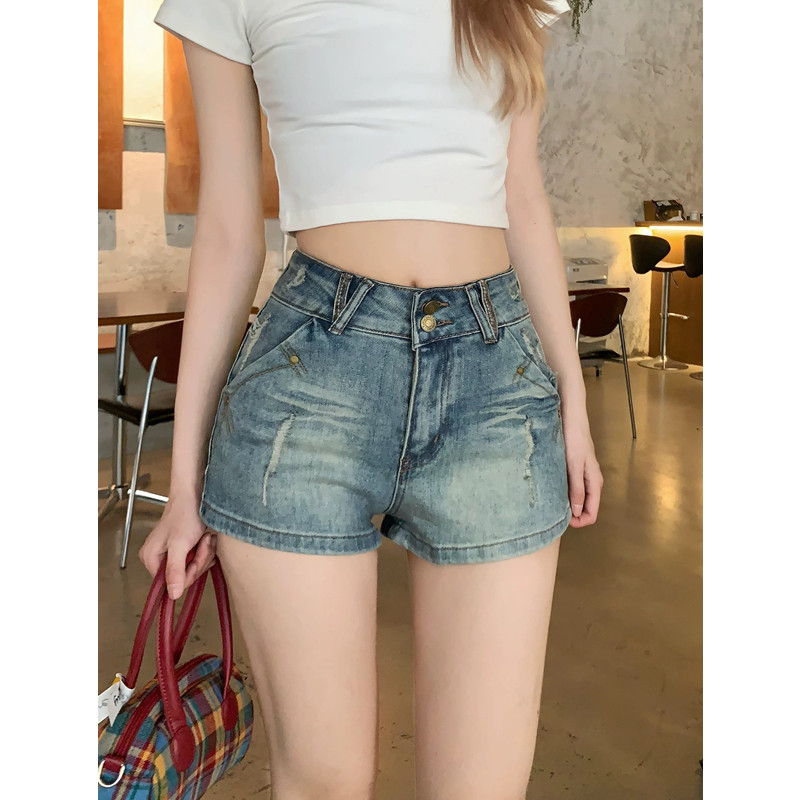 港风复古a字牛仔短裤女秋冬秋季2025新款热裤辣妹款弹力包臀裤子,女装/女士精品,牛仔裤,淘宝优惠券,粉丝福利购,淘宝优惠卷