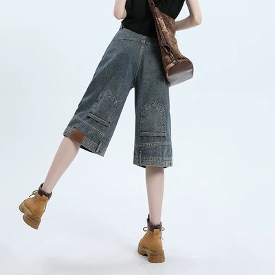 七分高腰牛仔短裤六分五分小个子