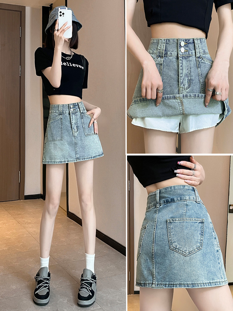 高腰牛仔半身裙女薄款夏季2025新款辣妹a字设计感半裙短裙包臀裙