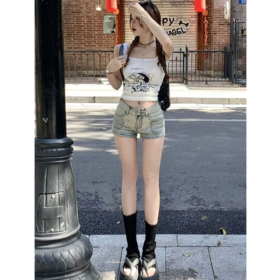美式低腰牛仔短裤女感辣妹热裤子