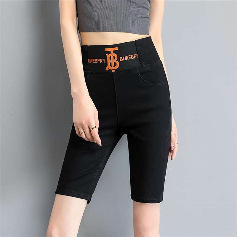 五分牛仔短裤女中裤高腰紧身