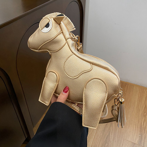 卡通立体创意小马包潮流苏斜挎包