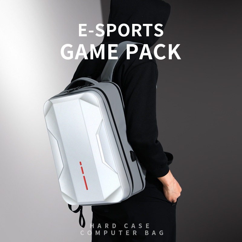 潮酷pc硬壳15.6寸可放键盘男士大学生电竞背包17.3寸游戏本电脑包