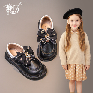 春秋款 223915舞瑪女童鞋 兒童公主小皮鞋 2025新款 黑 真皮寶軟底單鞋