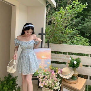 2025新款 海边度假风短裙子 法式 特别漂亮掐腰连衣裙绝美超好看夏季