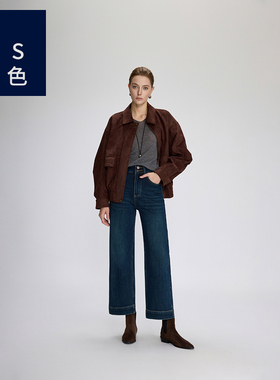 Ls蓝色93357女士加绒九分牛仔裤复古双扣奶奶裤一体植绒保暖裤冬