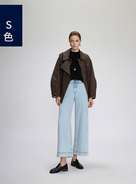 Ls蓝色9332阔腿九分牛仔裤女26春季新款宽松遮肉高腰显瘦直筒裤