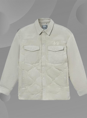 李宁正品新款男子运动休闲时尚灯芯绒翻领夹克棉服外套AFMR459