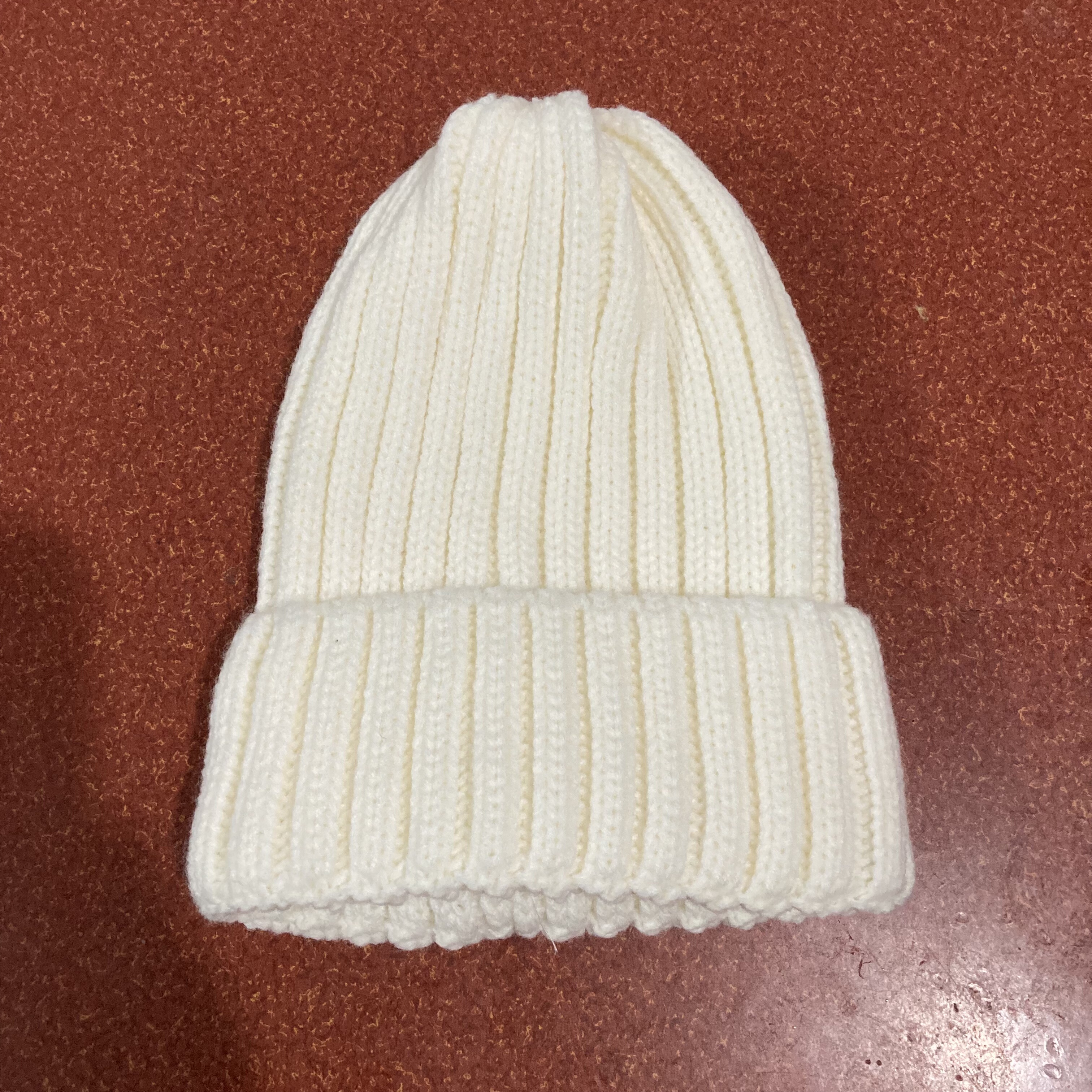 外贸欧美毛线帽子加厚冷帽白色女款圆顶简约冬季保暖