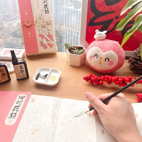 飞乐鸟工笔白描水墨套装线稿本