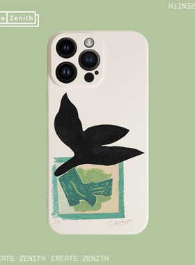 Braque 背景上的黑鸟 野兽派印象派世界名画系列适用于苹果17小米17红米华为荣耀OPPO手机壳液态硅胶软壳